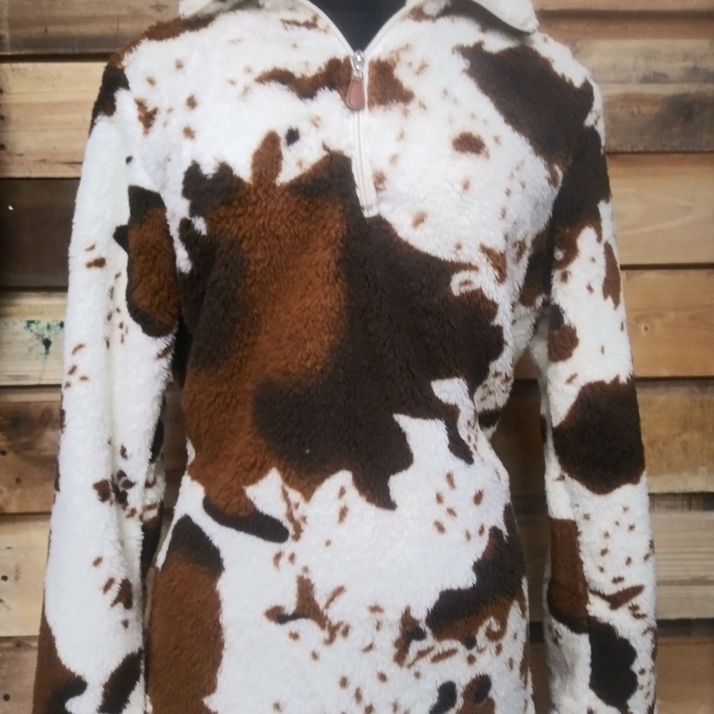 Sherpa Cow Print pullover